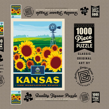 Darstellung des Puzzle Motivs Kansas: The Sunflower State 1000 Puzzle Schachtel 3D Modell