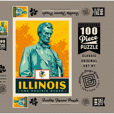 Darstellung des Puzzle Motivs Illinois: The Prairie State 100 Puzzle Schachtel 3D Modell