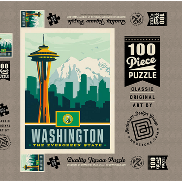 Darstellung des Puzzle Motivs Washington: The Evergreen State 100 Puzzle Schachtel 3D Modell