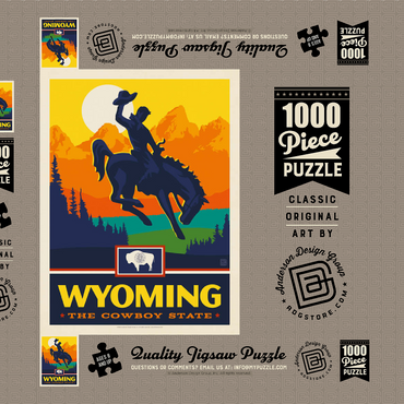 Darstellung des Puzzle Motivs Wyoming: The Cowboy State 1000 Puzzle Schachtel 3D Modell