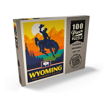 Darstellung des Puzzle Motivs Wyoming: The Cowboy State 100 Puzzle Schachtel Ansicht2