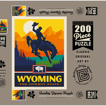 Darstellung des Puzzle Motivs Wyoming: The Cowboy State 200 Puzzle Schachtel 3D Modell