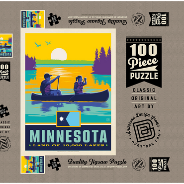 Darstellung des Puzzle Motivs Minnesota: Land of 10,000 Lakes 100 Puzzle Schachtel 3D Modell