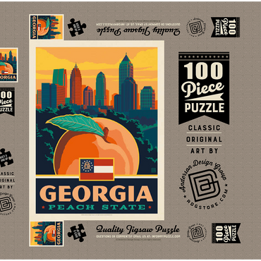 Darstellung des Puzzle Motivs Georgia: Peach State 100 Puzzle Schachtel 3D Modell