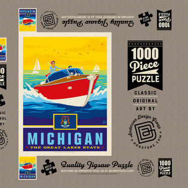 Darstellung des Puzzle Motivs Michigan: The Great Lakes State 1000 Puzzle Schachtel 3D Modell