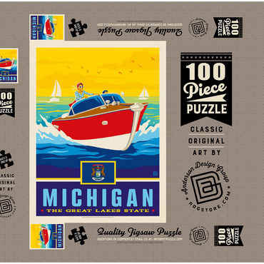 Darstellung des Puzzle Motivs Michigan: The Great Lakes State 100 Puzzle Schachtel 3D Modell