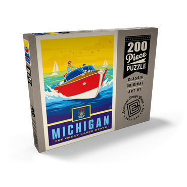 Darstellung des Puzzle Motivs Michigan: The Great Lakes State 200 Puzzle Schachtel Ansicht2