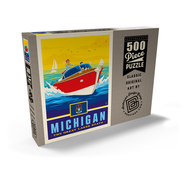 Darstellung des Puzzle Motivs Michigan: The Great Lakes State 500 Puzzle Schachtel Ansicht2