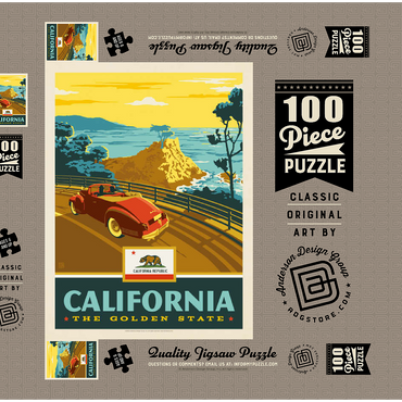 Darstellung des Puzzle Motivs California: The Golden State (Coastline) 100 Puzzle Schachtel 3D Modell