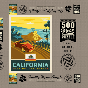Darstellung des Puzzle Motivs California: The Golden State (Coastline) 500 Puzzle Schachtel 3D Modell