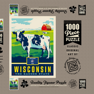 Darstellung des Puzzle Motivs Wisconsin: The Badger State 1000 Puzzle Schachtel 3D Modell
