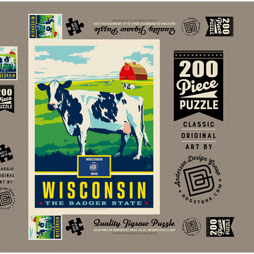 Darstellung des Puzzle Motivs Wisconsin: The Badger State 200 Puzzle Schachtel 3D Modell
