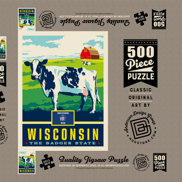 Darstellung des Puzzle Motivs Wisconsin: The Badger State 500 Puzzle Schachtel 3D Modell