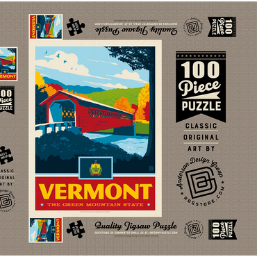Darstellung des Puzzle Motivs Vermont: The Green Mountain State 100 Puzzle Schachtel 3D Modell