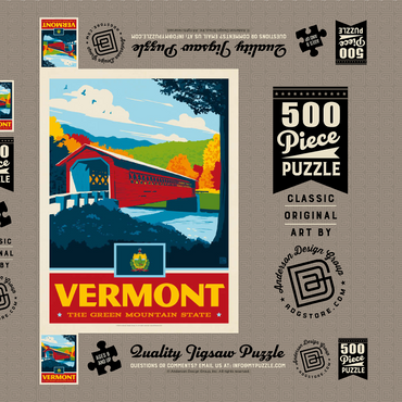 Darstellung des Puzzle Motivs Vermont: The Green Mountain State 500 Puzzle Schachtel 3D Modell