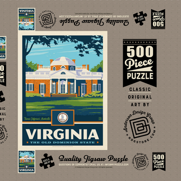 Darstellung des Puzzle Motivs Virginia: The Old Dominion State 500 Puzzle Schachtel 3D Modell