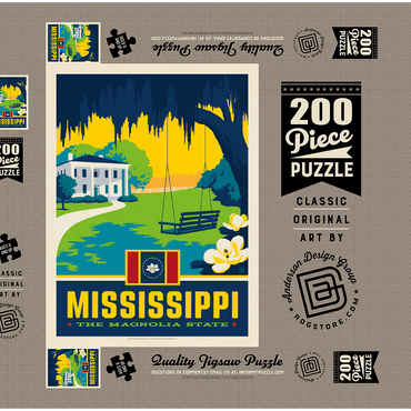 Darstellung des Puzzle Motivs Mississippi: The Magnolia State 200 Puzzle Schachtel 3D Modell