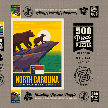 Darstellung des Puzzle Motivs North Carolina: The Tar Heel State 500 Puzzle Schachtel 3D Modell