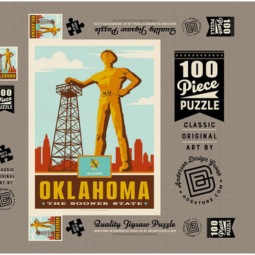 Darstellung des Puzzle Motivs Oklahoma: The Sooner State 100 Puzzle Schachtel 3D Modell