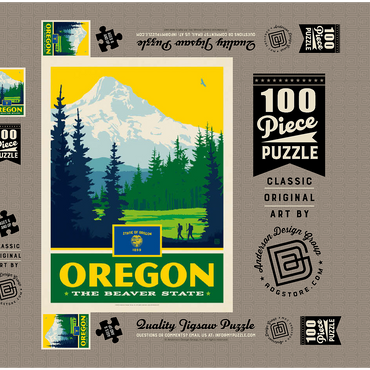 Darstellung des Puzzle Motivs Oregon: The Beaver State 100 Puzzle Schachtel 3D Modell