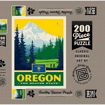 Darstellung des Puzzle Motivs Oregon: The Beaver State 200 Puzzle Schachtel 3D Modell