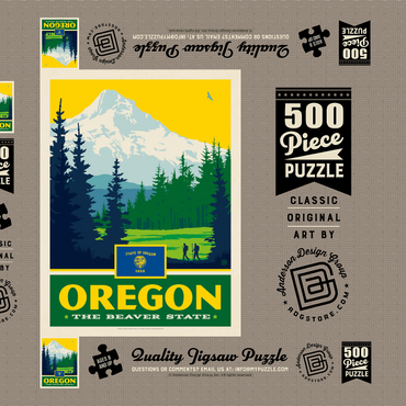 Darstellung des Puzzle Motivs Oregon: The Beaver State 500 Puzzle Schachtel 3D Modell