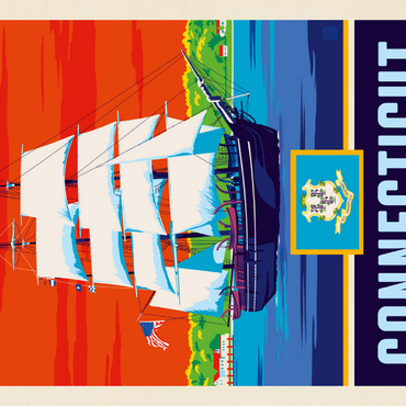 Darstellung des Puzzle Motivs Connecticut: The Constitution State 100 Puzzle 3D Modell