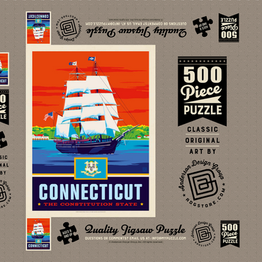 Darstellung des Puzzle Motivs Connecticut: The Constitution State 500 Puzzle Schachtel 3D Modell