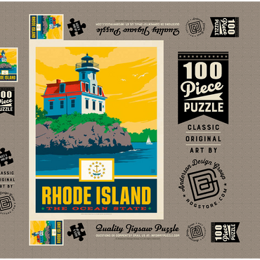 Darstellung des Puzzle Motivs Rhode Island: The Ocean State 100 Puzzle Schachtel 3D Modell