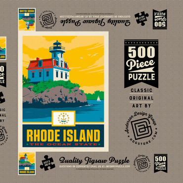 Darstellung des Puzzle Motivs Rhode Island: The Ocean State 500 Puzzle Schachtel 3D Modell