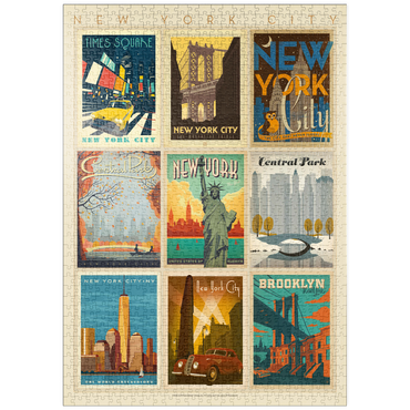 Darstellung des Puzzle Motivs puzzleplate New York City: Multi-Image Print - Edition 1, Vintage Poster 1000 Puzzle