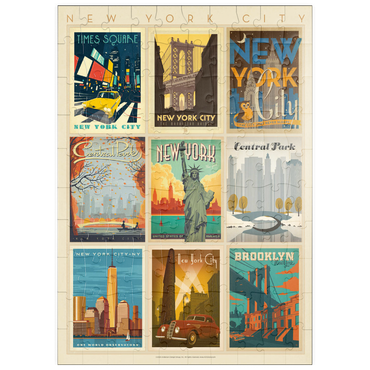 Darstellung des Puzzle Motivs puzzleplate New York City: Multi-Image Print - Edition 1, Vintage Poster 100 Puzzle
