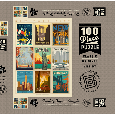 Darstellung des Puzzle Motivs New York City: Multi-Image Print - Edition 1, Vintage Poster 100 Puzzle Schachtel 3D Modell