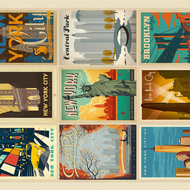 Darstellung des Puzzle Motivs New York City: Multi-Image Print - Edition 1, Vintage Poster 200 Puzzle 3D Modell