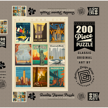 Darstellung des Puzzle Motivs New York City: Multi-Image Print - Edition 1, Vintage Poster 200 Puzzle Schachtel 3D Modell