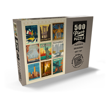 Darstellung des Puzzle Motivs New York City: Multi-Image Print - Edition 1, Vintage Poster 500 Puzzle Schachtel Ansicht2