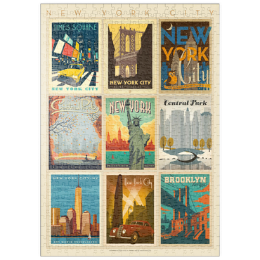 Darstellung des Puzzle Motivs puzzleplate New York City: Multi-Image Print - Edition 1, Vintage Poster 500 Puzzle