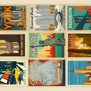 Darstellung des Puzzle Motivs New York City: Multi-Image Print - Edition 1, Vintage Poster 500 Puzzle 3D Modell