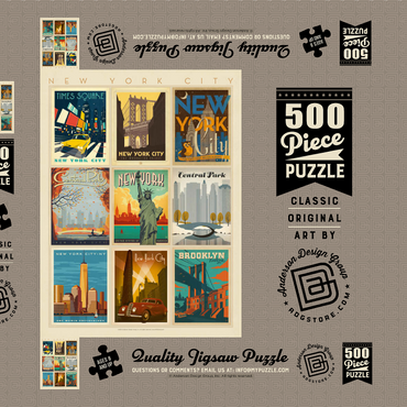 Darstellung des Puzzle Motivs New York City: Multi-Image Print - Edition 1, Vintage Poster 500 Puzzle Schachtel 3D Modell