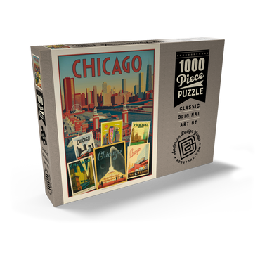 Darstellung des Puzzle Motivs Chicago: Multi-Image Collage Print, Vintage Poster 1000 Puzzle Schachtel Ansicht2