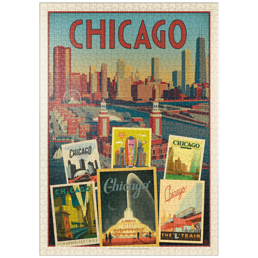 Darstellung des Puzzle Motivs puzzleplate Chicago: Multi-Image Collage Print, Vintage Poster 1000 Puzzle