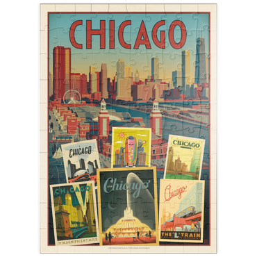 Darstellung des Puzzle Motivs puzzleplate Chicago: Multi-Image Collage Print, Vintage Poster 100 Puzzle