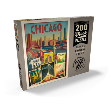 Darstellung des Puzzle Motivs Chicago: Multi-Image Collage Print, Vintage Poster 200 Puzzle Schachtel Ansicht2