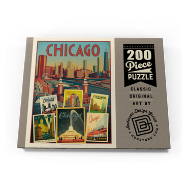 Darstellung des Puzzle Motivs Chicago: Multi-Image Collage Print, Vintage Poster 200 Puzzle Schachtel Ansicht3