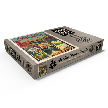 Darstellung des Puzzle Motivs Chicago: Multi-Image Collage Print, Vintage Poster 500 Puzzle Schachtel Ansicht1