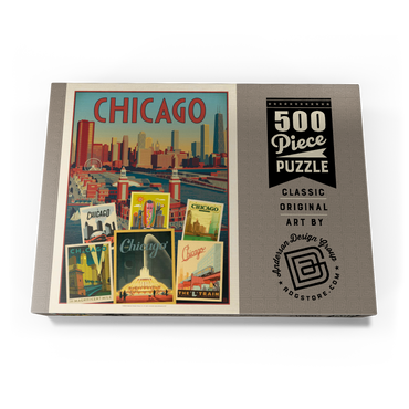 Darstellung des Puzzle Motivs Chicago: Multi-Image Collage Print, Vintage Poster 500 Puzzle Schachtel Ansicht3