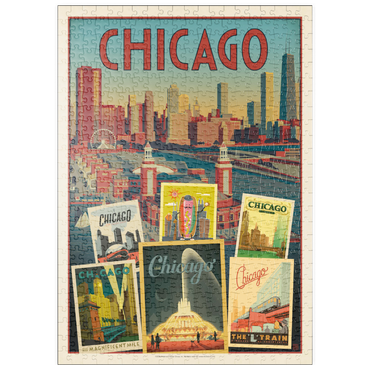 Darstellung des Puzzle Motivs puzzleplate Chicago: Multi-Image Collage Print, Vintage Poster 500 Puzzle