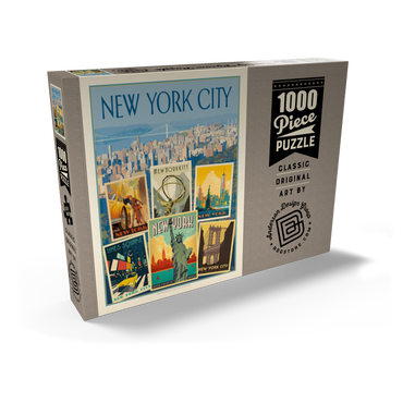 Darstellung des Puzzle Motivs New York City: Multi-Image Collage Print, Vintage Poster 1000 Puzzle Schachtel Ansicht2