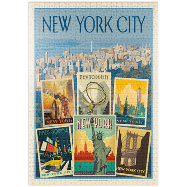 Darstellung des Puzzle Motivs puzzleplate New York City: Multi-Image Collage Print, Vintage Poster 1000 Puzzle