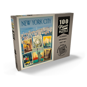 Darstellung des Puzzle Motivs New York City: Multi-Image Collage Print, Vintage Poster 100 Puzzle Schachtel Ansicht2
